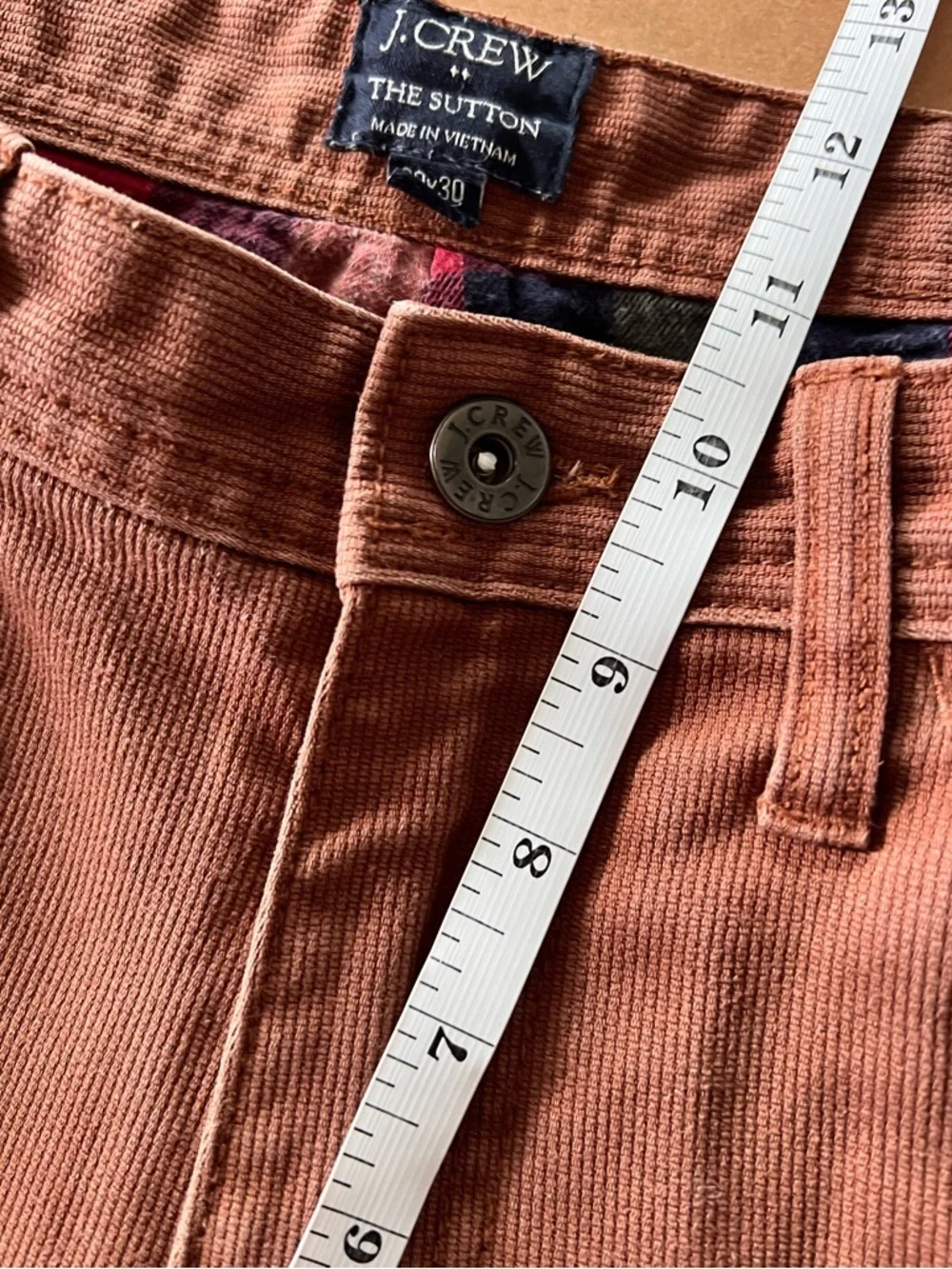 J Crew Men’s The Sutton Corduroy Pants Tan Plaid size 32x30